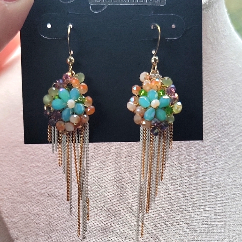 Fairycore Colorful Beaded Dangle Earrings